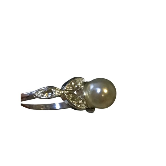 Avon Silver Tone Marquis Leaves Pearl Ring Size 8 (R150 A & B) - Picture 4 of 6